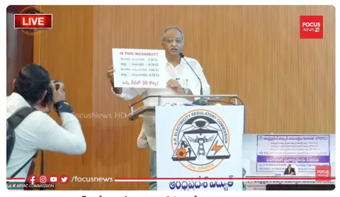 AB Venkateswara Rao presenting evidence at APERC regarding irregularities in Transformer procurement and tendering process